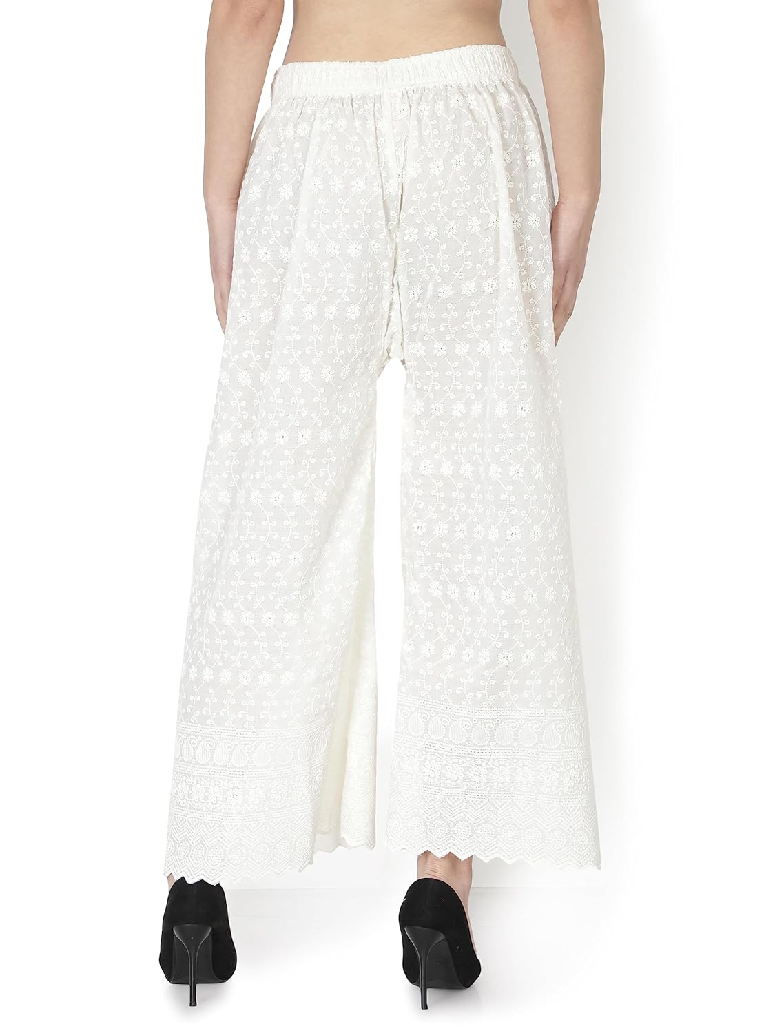 Buy ALAXENDER Indian Hand Embroidered Traditional Chikankari Women's Cotton  Palazzo Pant (WHITE) Online at Best Prices in India - JioMart.
